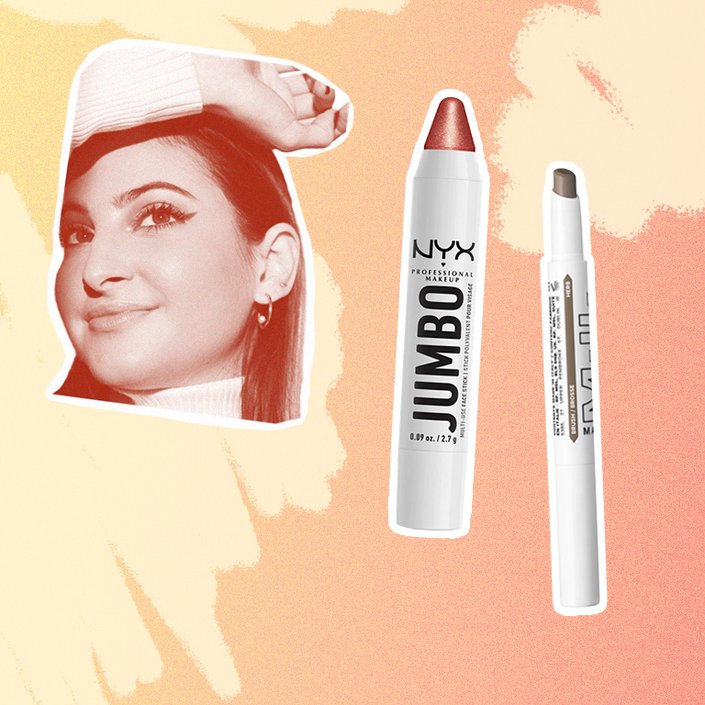 NYX Professional Makeup Jumbo Multi-Use Highlighter Stick, MILK Makeup KUSH Brow Shadow Stick in Herb