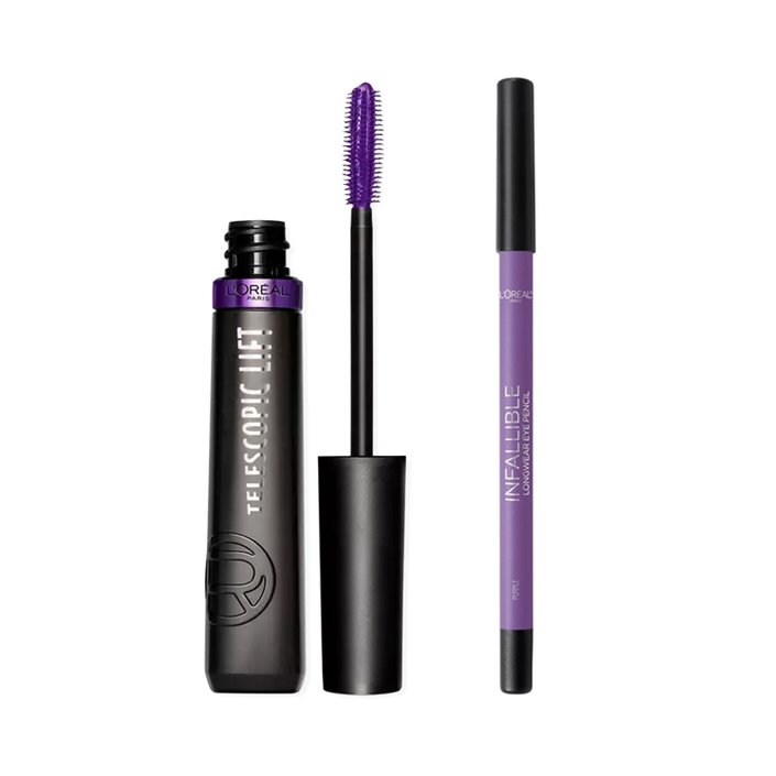 L’Oréal Paris Telescopic Lift Washable Mascara in Galactic Purple and L’Oréal Paris Infallible Pro-Last Waterproof Up to 24H Pencil Eyeliner in Purple