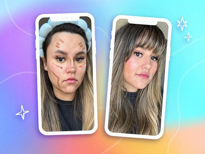 reece posing in revenge tok makeup