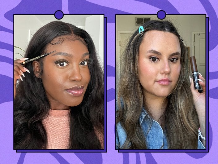 editors holding up their favorite brow products