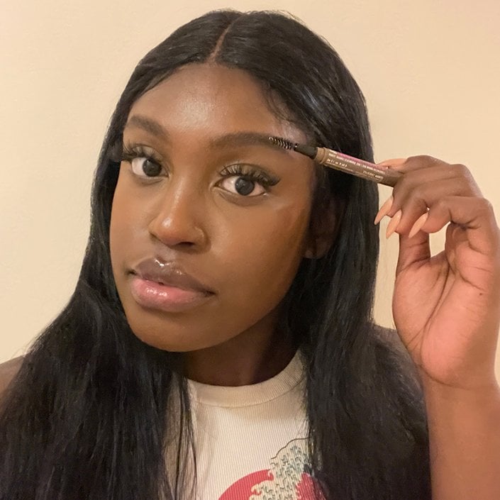 sarah wearing the nyx zero to brow gel