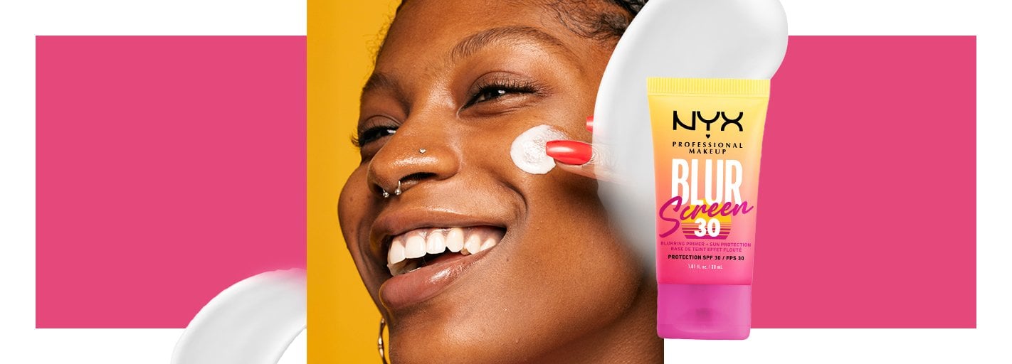 Woman applying NYX sunscreen to face