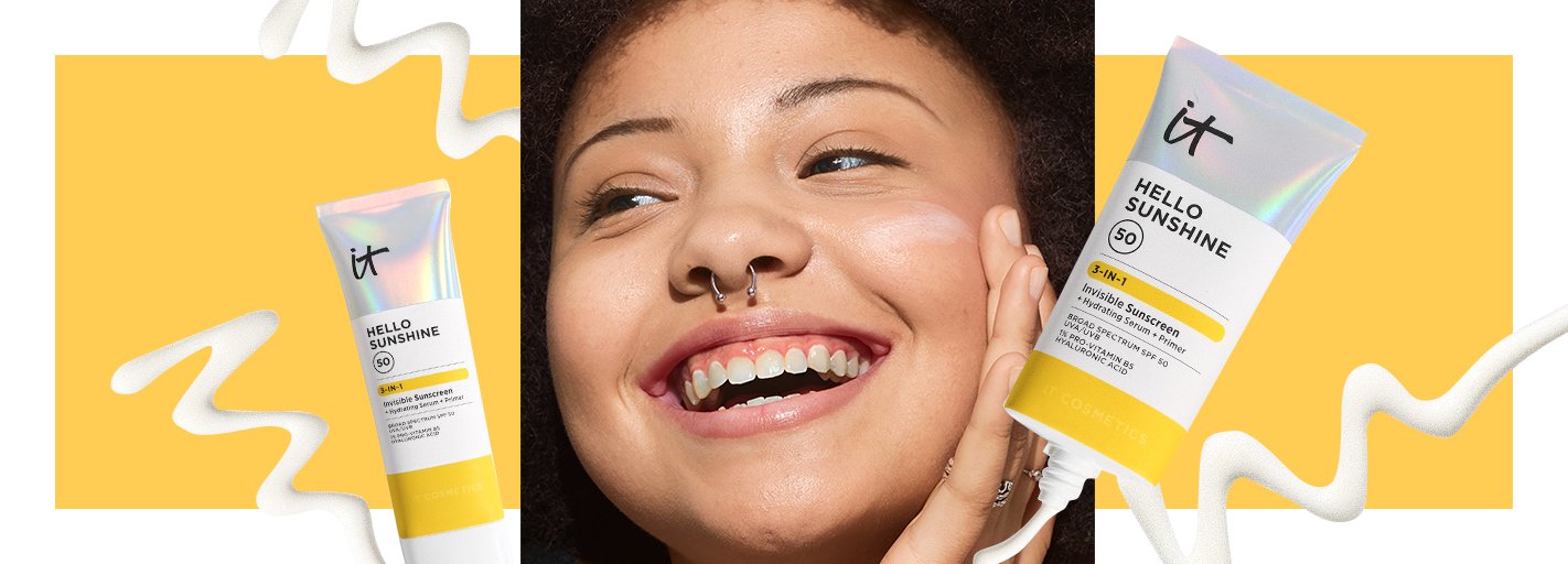 Woman with sunscreen on face