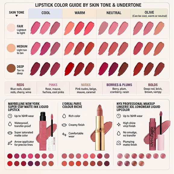 how to pick lipstick shade by skin undertone chart
