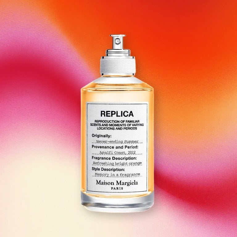 Maison Margiela REPLICA Never Ending Summer on a pink textured background
