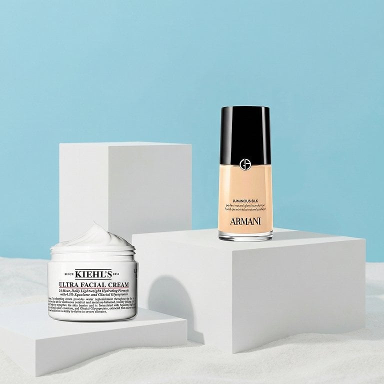 Image of Georgio Armani Luminous Silk Foundation and Kiehl’s Ultra Facial Cream with Squalane