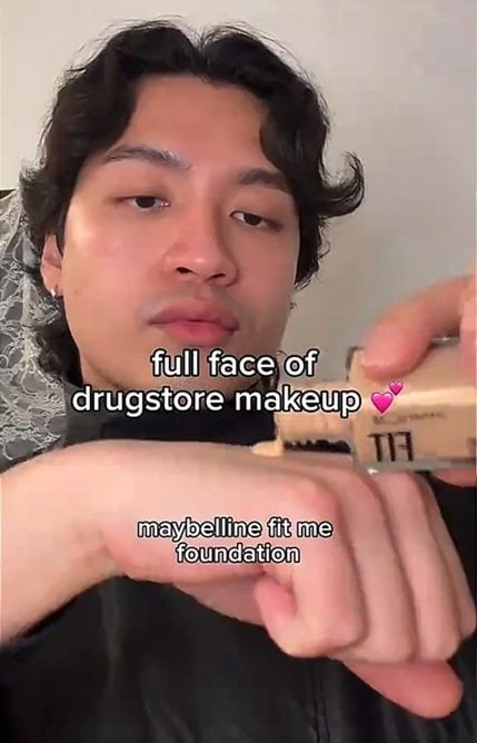 Maybelline New York Fit Me Matte & Poreless Foundation dispensed onto the back of a hand before application.