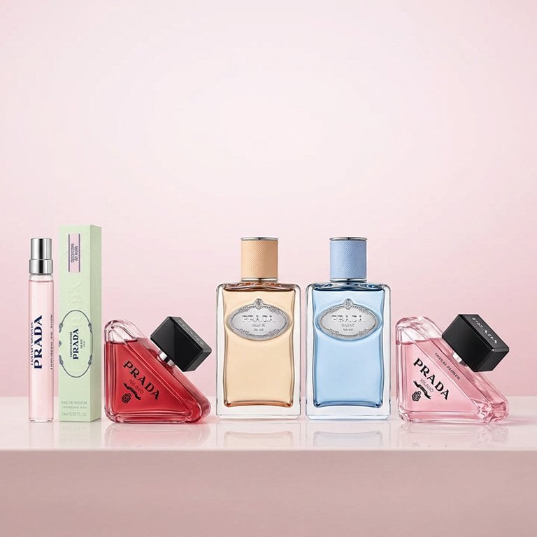 Prada perfumes displayed on a shelf