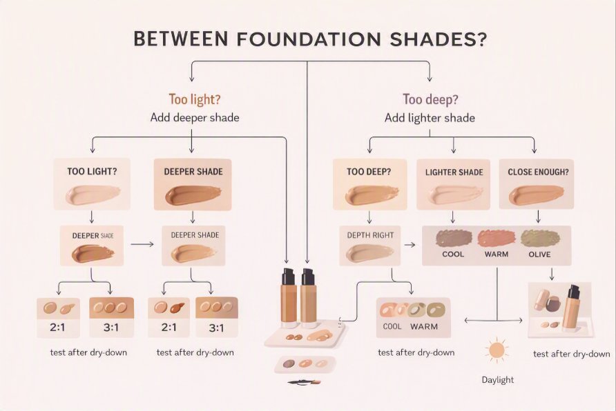 Decision matrix displaying how to find the right foundation shade