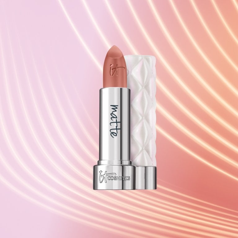 IT Cosmetics Pillow Lips Lipstick on a textured background