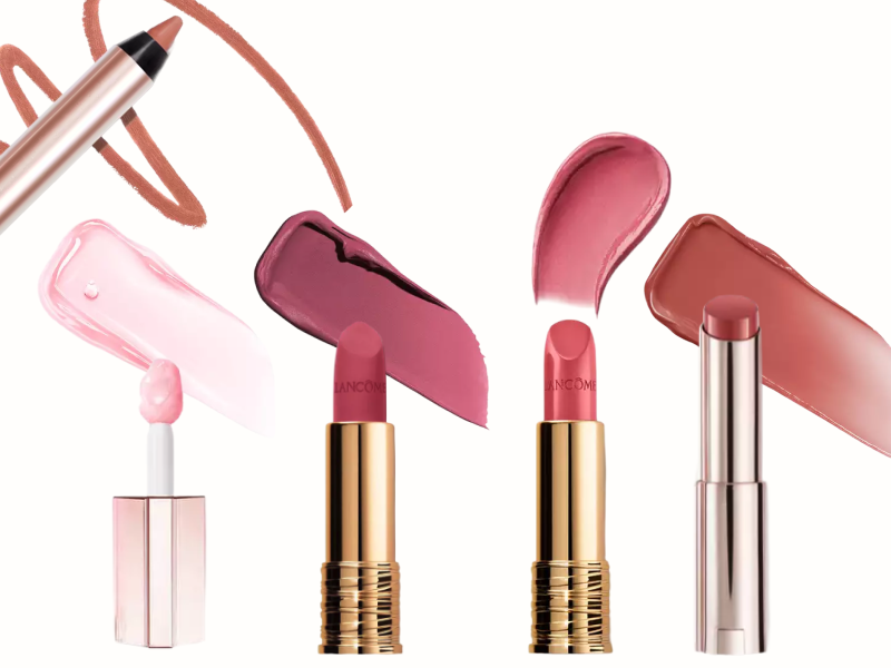 An image of a compilation of the lipstick types mentioned in this article. Products will have caps off, and let’s see some swatches, too. Can be on a clean, white background.  Products: Lancôme Lip Idôle Butterglow; Lancôme L’Absolu Rouge Cream Lancôme L’Absolu Drama Matte. Lancôme Lip Idôle Lip Shaper  Lancôme Lip Idôle JuicyTreat