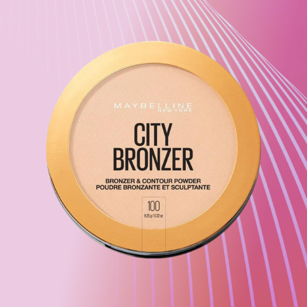 Maybelline City Bronzer compact on a pink background
