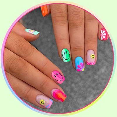 Manicured nails with cute designs